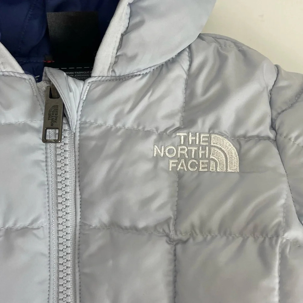 NEW North Face Infant Reversible Coat Zip Hooded Dusty Periwinkle 3-6 Month - Picture 4 of 11